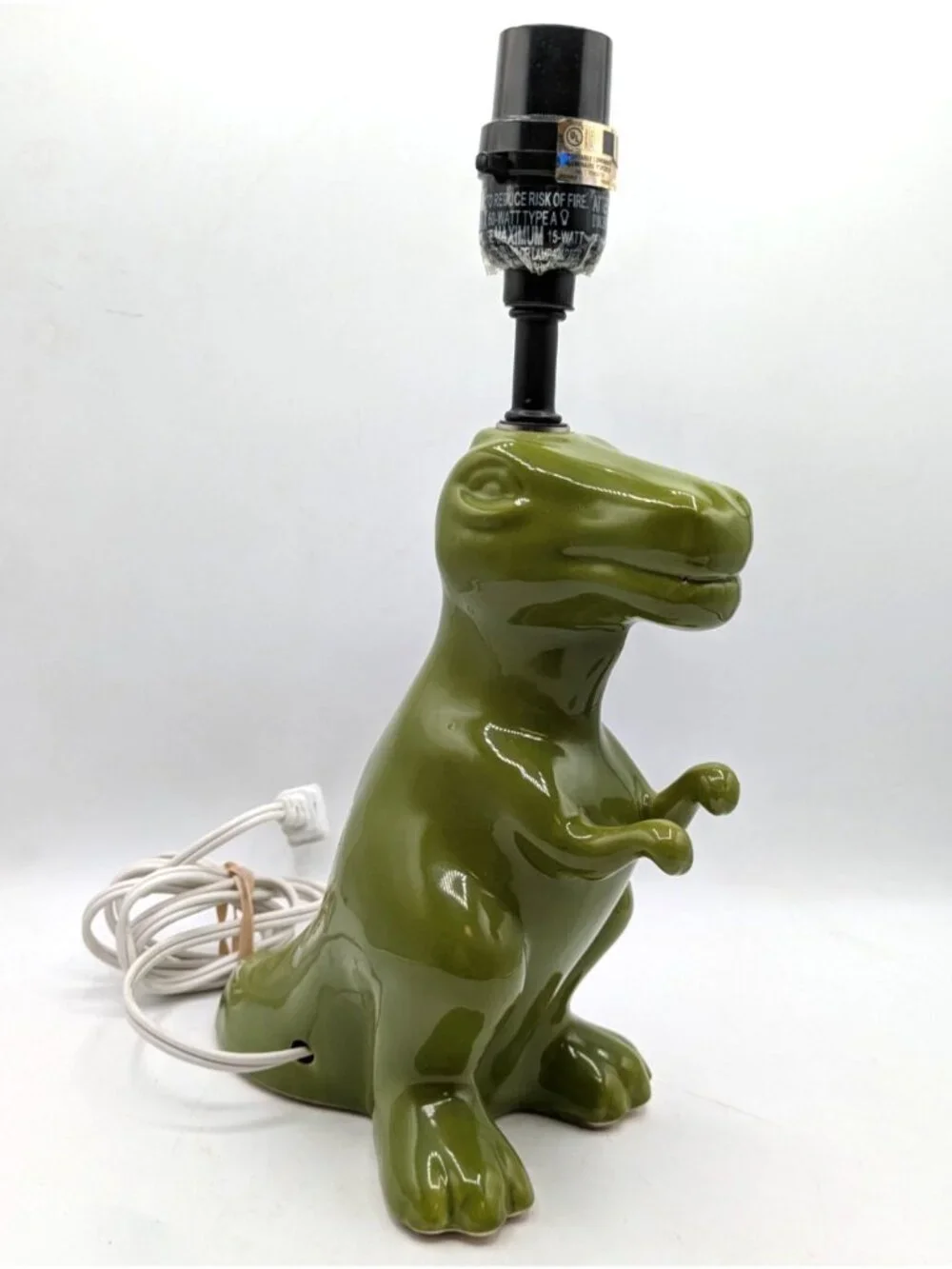 T Rex Dinosaur Table Lamp Green Ceramic Jurassic Childrens Room 13”